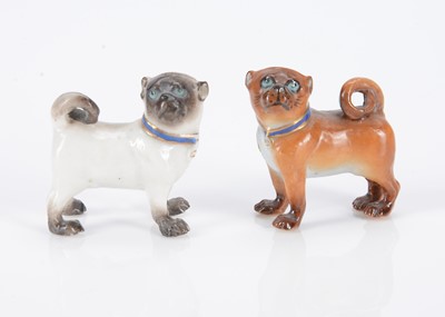 Lot 402 - A pair of German porcelain dolls’ house size pug dogs, circa 1900