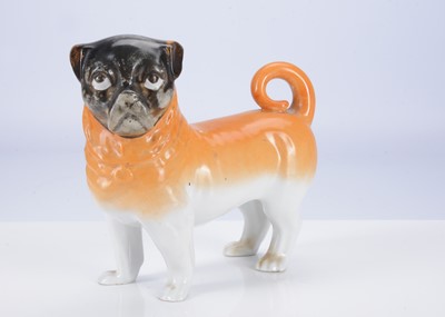 Lot 405 - A German porcelain pug dog, circa 1900