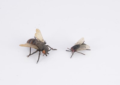 Lot 414 - Two metal insects, probably Viennese cold painted bronzes