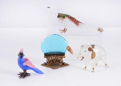 Lot 417 - Two blown glass animal perfume bottles