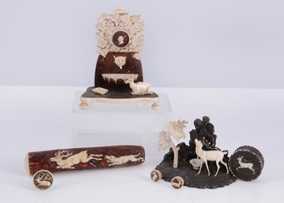 Lot 422 - 19th century German bone carved ‘antler’ pieces