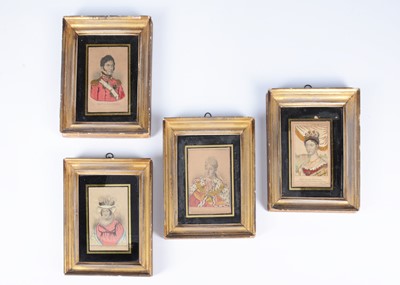 Lot 429 - Four unusual early 19th century cut and textile collaged prints of royalty