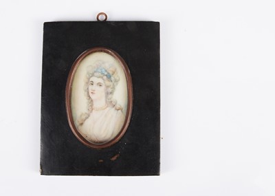 Lot 432 - An 18th century portrait miniature on ivory of Lady Rushout after Andrew Plimer