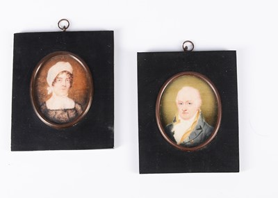Lot 435 - Two early 19th century portrait miniatures on ivory by Harriet Wilkins