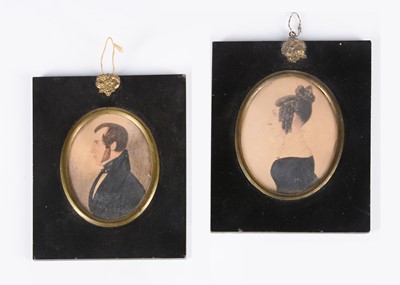 Lot 440 - Two 19th century watercolour miniatures on paper