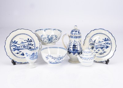 Lot 442 - Two English pearlware blue and white Chinoiserie plates, circa 1790