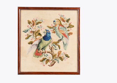 Lot 463 - An 19th century wool work of two parrots