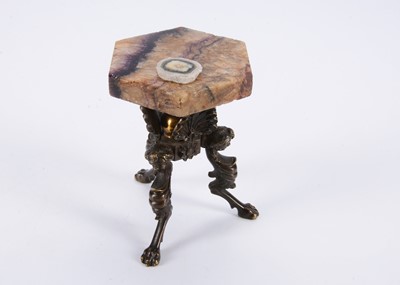 Lot 476 - A miniature 19th century Blue John and bronze occasional table