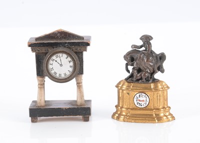 Lot 607 - Two 19th century German dolls’ house mantel clocks
