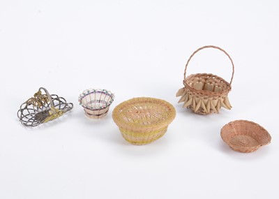 Lot 640 - Five 19th century dolls’ house baskets