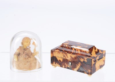 Lot 644 - An 19th century tortoise shell miniature casket