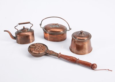 Lot 660 - Four 19th century copper dolls’ house vessels