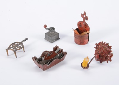 Lot 663 - 19th century German metal dolls’ house kitchen equipment