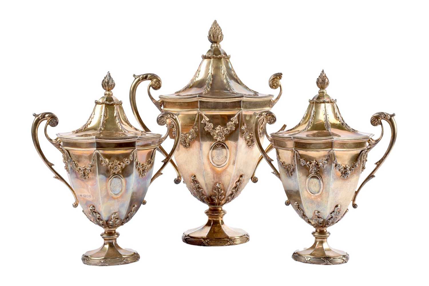 Lot 10 - An Edward VII silver three piece garniture