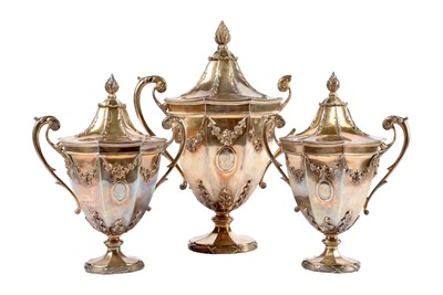 Lot 10 - An Edward VII silver three piece garniture