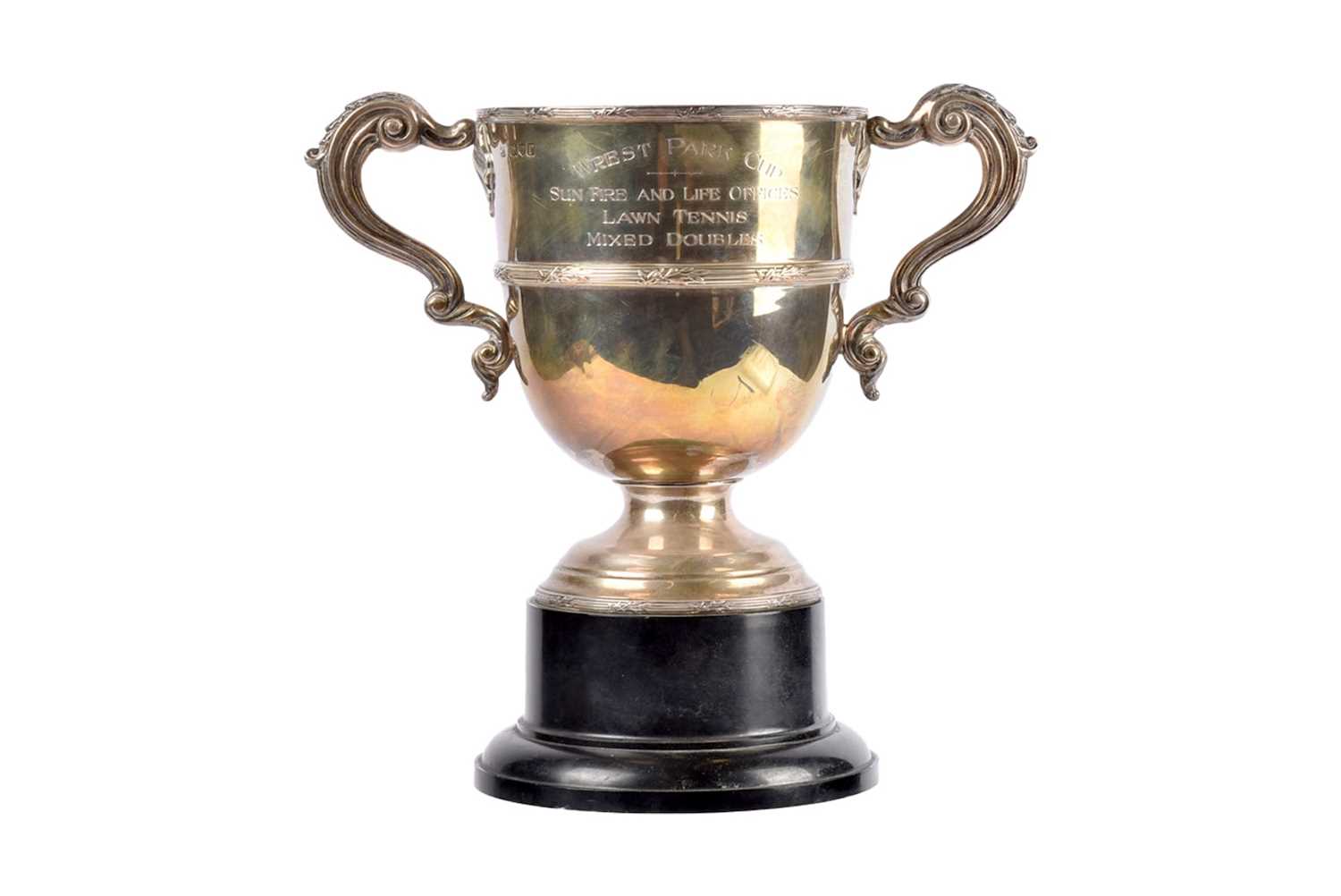Lot 11 - A George V silver presentation twin handled trophy cup