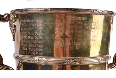 Lot 11 - A George V silver presentation twin handled trophy cup