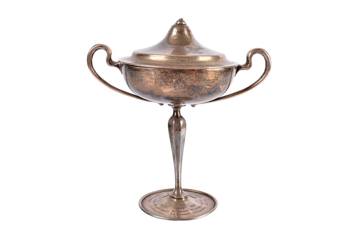Lot 12 - A George V silver twin handled cup and cover