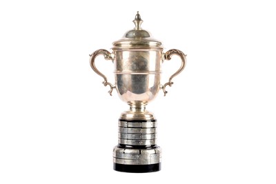Lot 15 - A George V silver presentation twin handled cup and cover