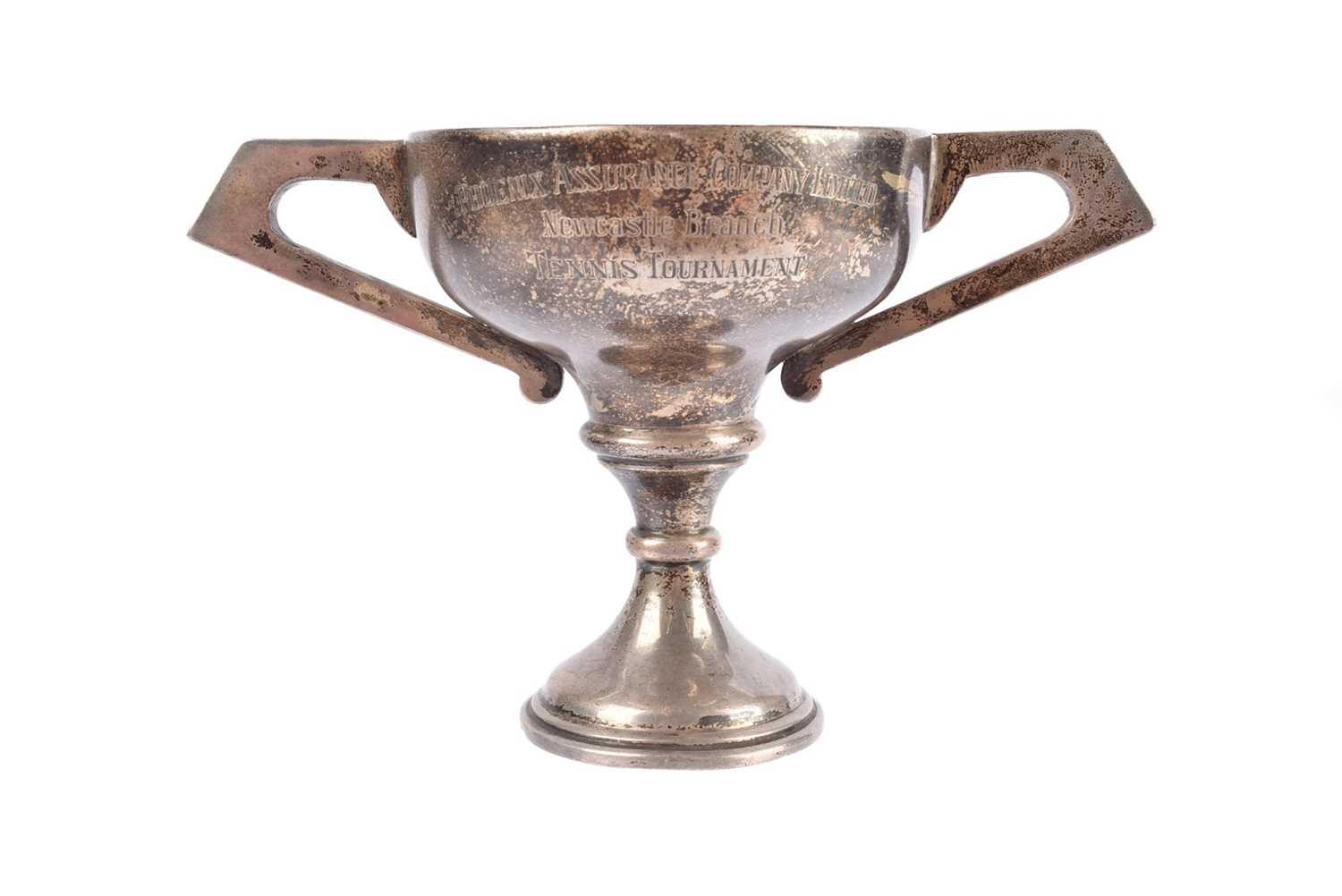 Lot 17 - A George V silver art deco presentation twin handled trophy cup