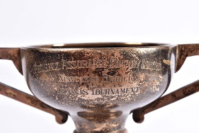 Lot 17 - A George V silver art deco presentation twin handled trophy cup
