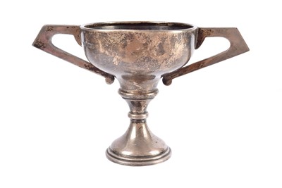 Lot 17 - A George V silver art deco presentation twin handled trophy cup