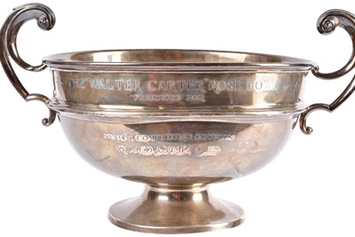Lot 18 - A George V silver twin handled presentation rose bowl