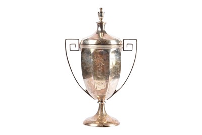 Lot 19 - A George V silver presentation trophy cup and cover