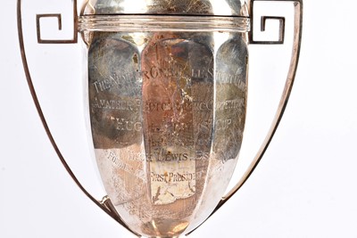 Lot 19 - A George V silver presentation trophy cup and cover
