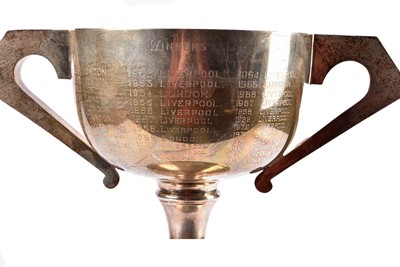 Lot 20 - A George V art deco silver presentation twin handled cup