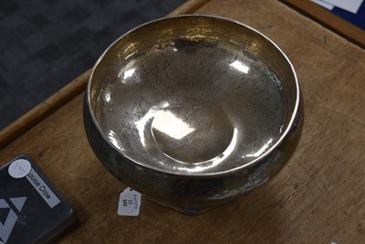 Lot 22 - A George V arts and crafts silver footed rose bowl
