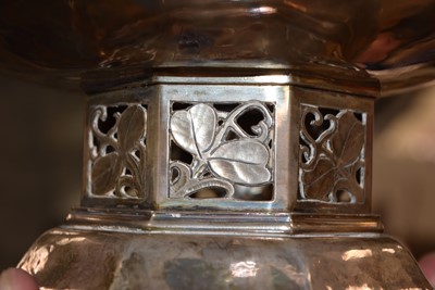 Lot 22 - A George V arts and crafts silver footed rose bowl