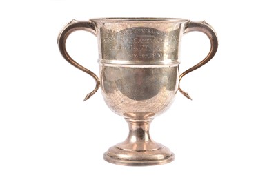 Lot 24 - A George VI twin handled silver presentation cup