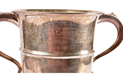 Lot 24 - A George VI twin handled silver presentation cup