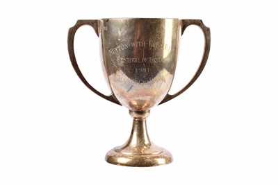 Lot 26 - A George VI twin handled silver presentation cup