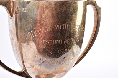 Lot 26 - A George VI twin handled silver presentation cup