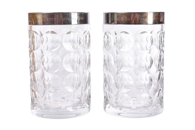 Lot 34 - A pair of presentation contemporary continental glass and silver vases