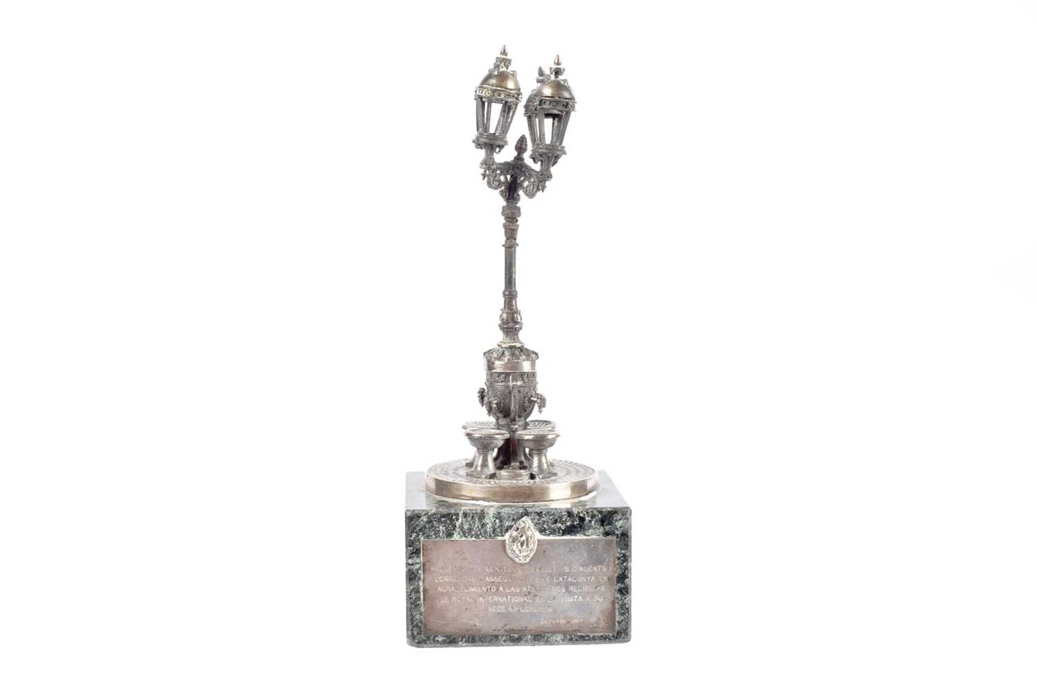 Lot 37 - A Spanish white metal presentation tribute