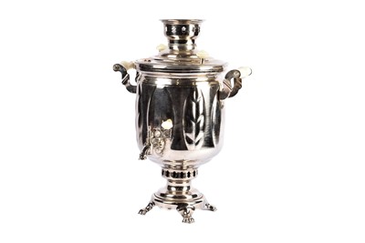 Lot 44 - A Russian white metal samovar