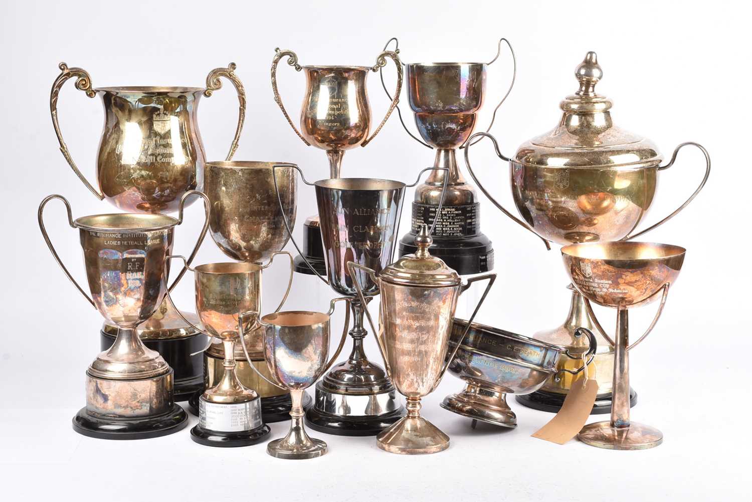 Lot 45 - A quantity of silver plated and white metal trophy cups