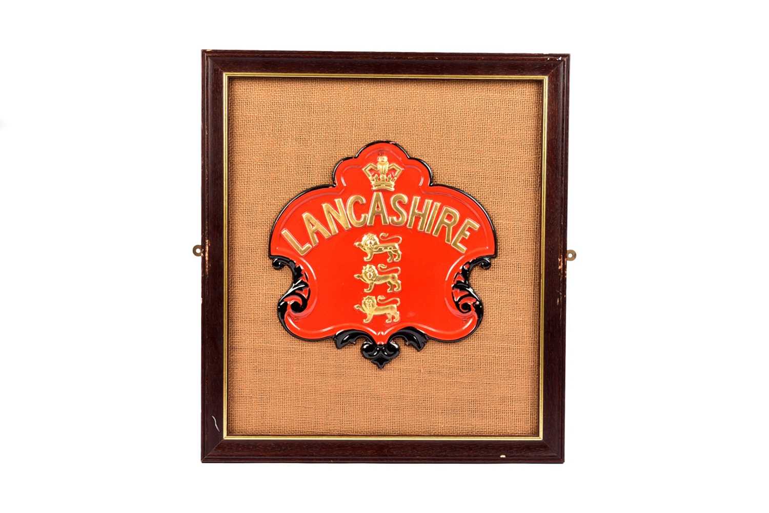 Lot 66 - A framed and mounted Lancashire tin firemark