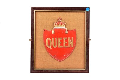 Lot 67 - A framed and mounted Queen tin firemark