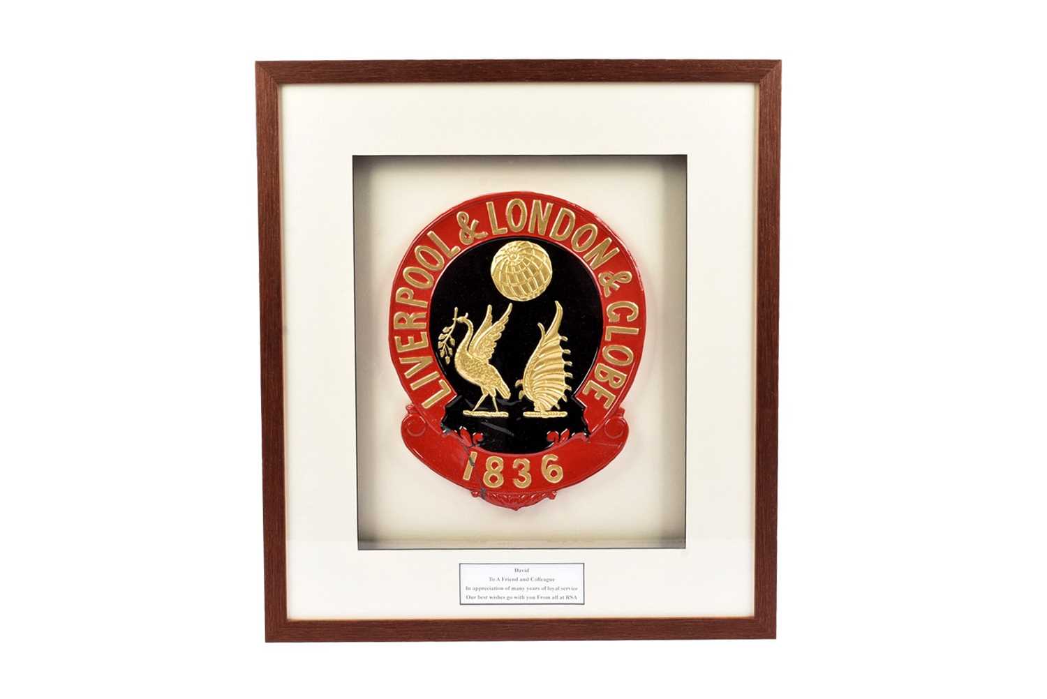 Lot 69 - A framed and mounted Liverpool & London & Globe firemark