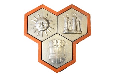 Lot 74 - An oak mounted relief metal moulded Sun Alliance sign
