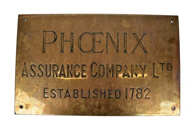Lot 77 - A rectangular brass Phoenix Assurance sign