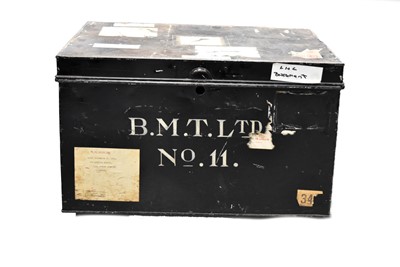 Lot 84 - A rectangular tin deed box