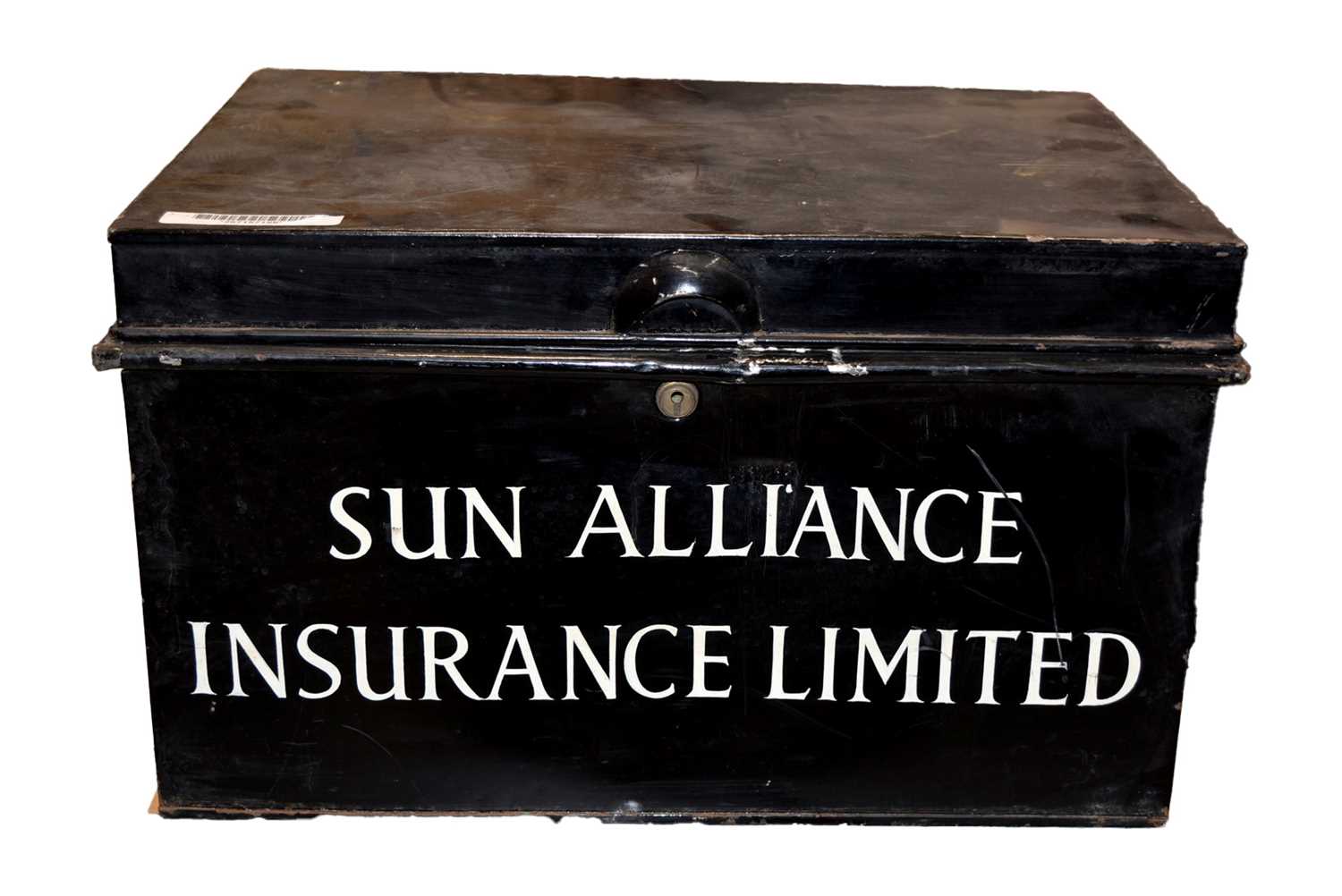 Lot 85 - A rectangular tin deed box