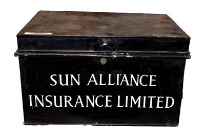 Lot 85 - A rectangular tin deed box