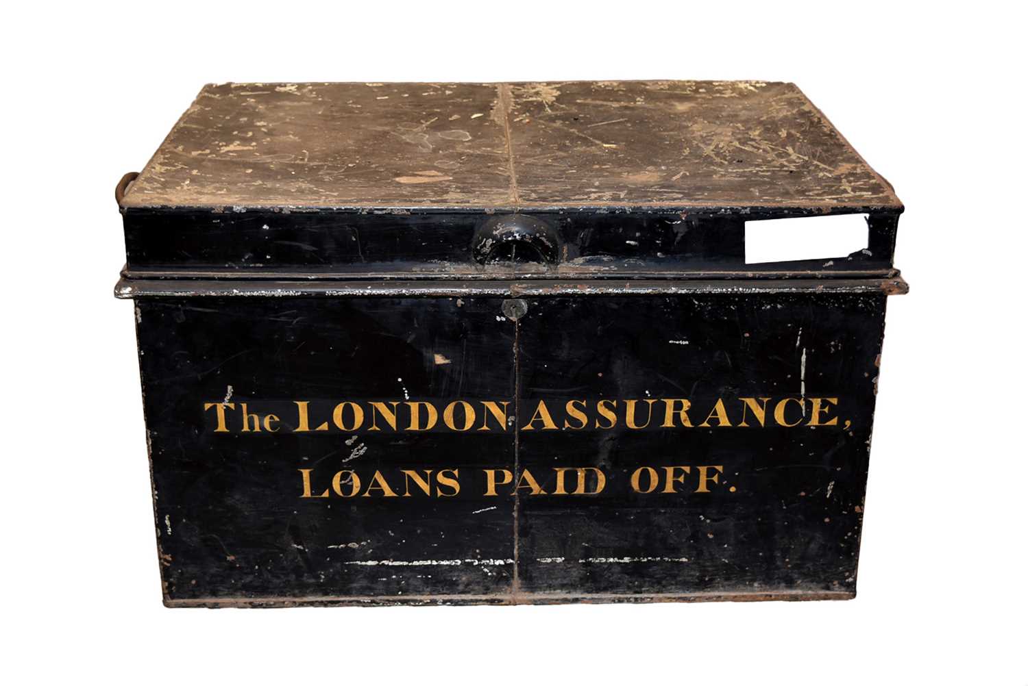 Lot 86 - A rectangular tin deed box