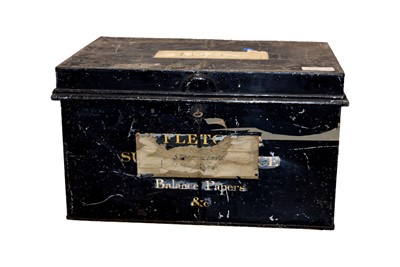 Lot 88 - A rectangular tin deed box